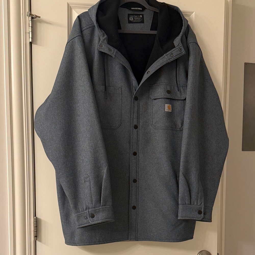 Carhartt Men's Black Heather Hooded Shirt Jacket